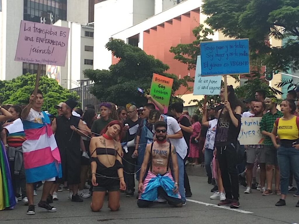 Transsexual  people protest Medellin Gay Pride