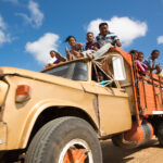 Wayuu indigenous people travelling in La Guajira, Colombia.