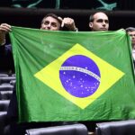 Jair Bolsonaro and Eduardo Bolsonaro with Brazilian Flag