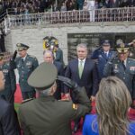President Duque in front of soliders