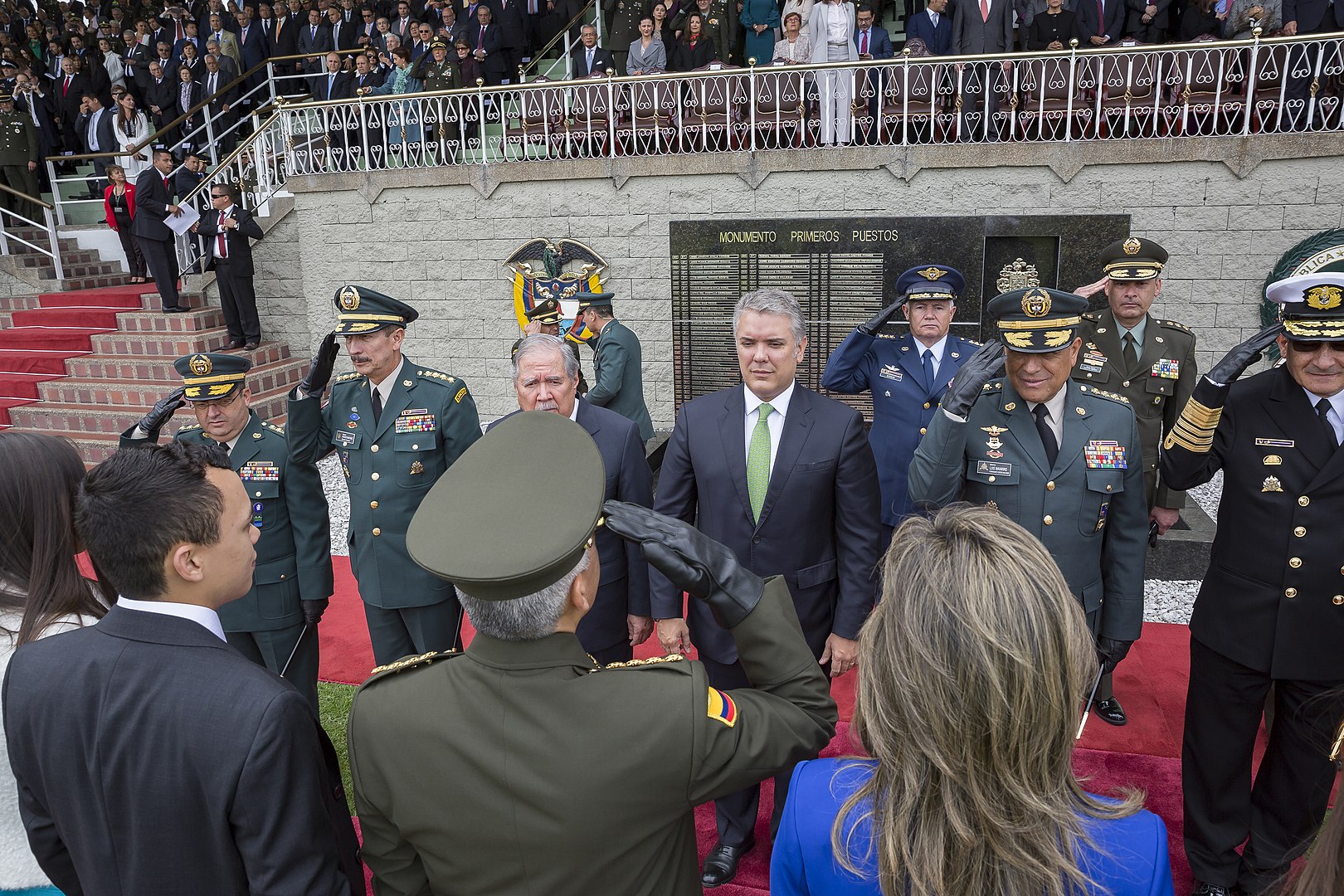 President Duque in front of soliders